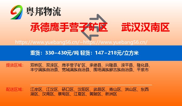 承德鹰手营子矿区到汉南区物流