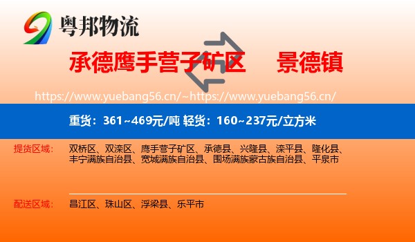鹰手营子矿区到景德镇物流专线
