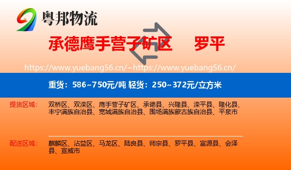 承德鹰手营子矿区到罗平县物流