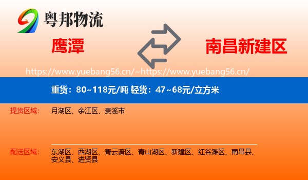 鹰潭到新建区物流
