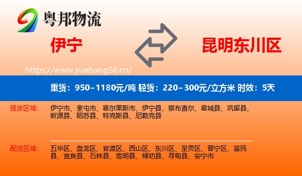 伊宁到东川区物流专线名片