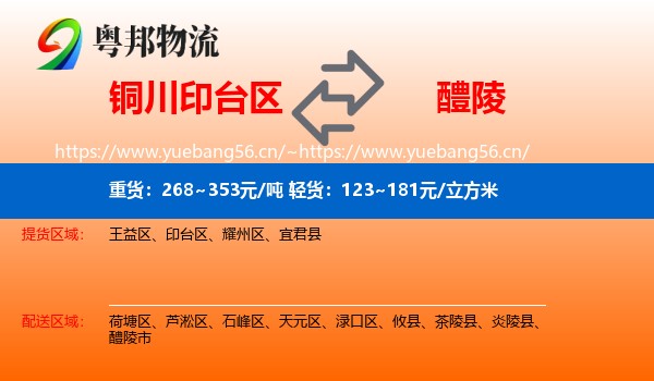 铜川印台区到醴陵市物流