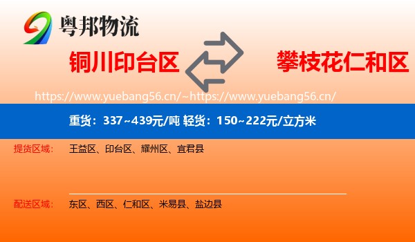 铜川印台区到仁和区物流