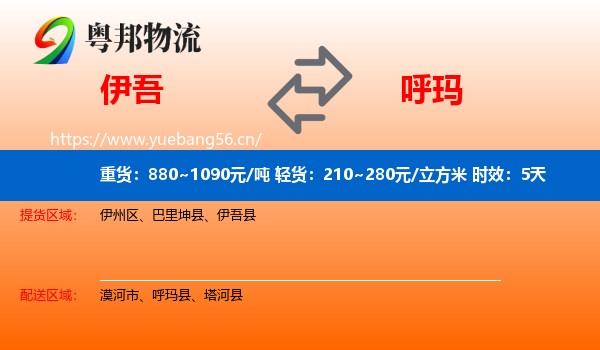 伊吾到呼玛县物流专线名片