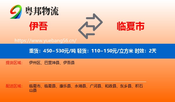 伊吾到临夏市物流专线名片