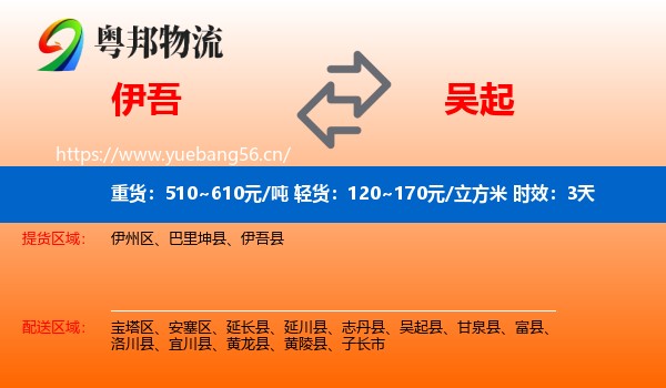 伊吾到吴起县物流专线名片