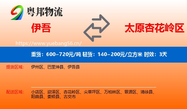 伊吾到杏花岭区物流专线名片