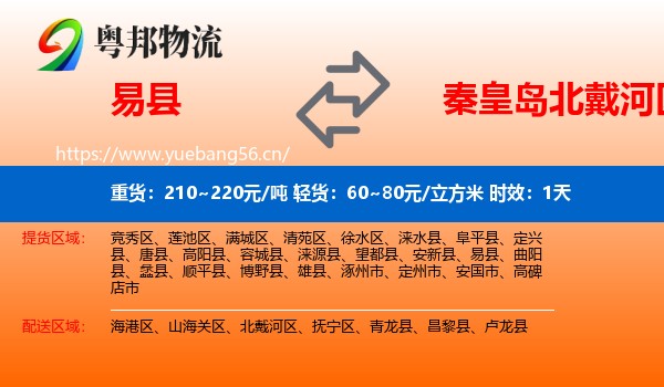 易县到北戴河区物流 易县到北戴河区物流专线名片
