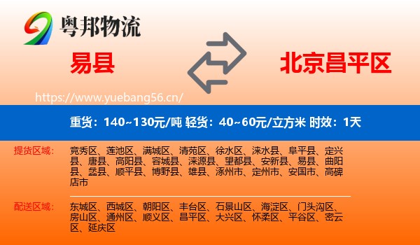 易县到昌平区物流专线名片