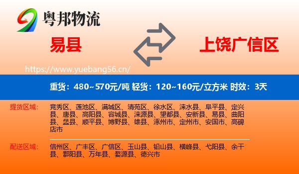 易县到广信区物流 易县到广信区物流专线名片