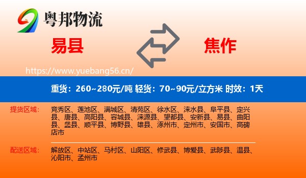 易县到焦作物流专线名片