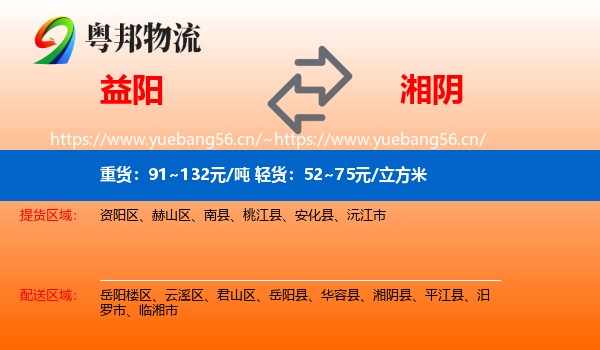 益阳到湘阴县物流