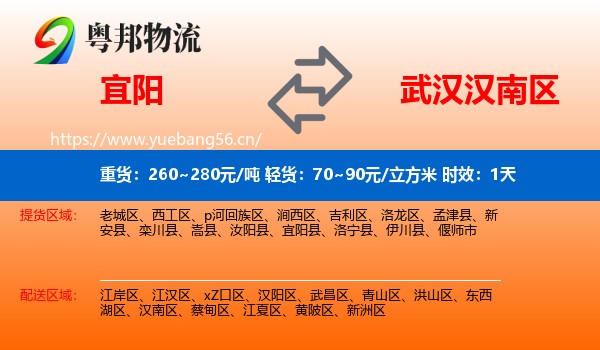 宜阳到汉南区物流专线名片