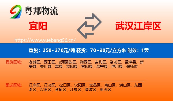 宜阳到江岸区物流专线名片
