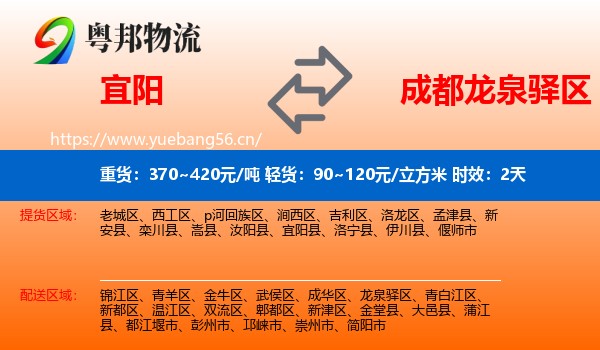 宜阳到龙泉驿区物流专线名片