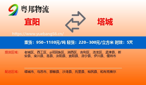 宜阳到塔城物流 宜阳到塔城物流专线名片