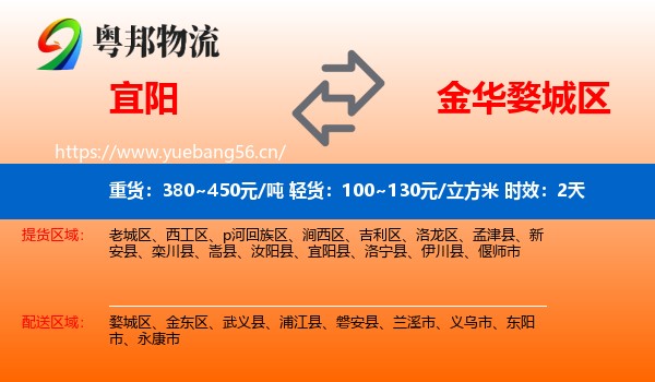 宜阳到婺城区物流 宜阳到婺城区物流专线名片