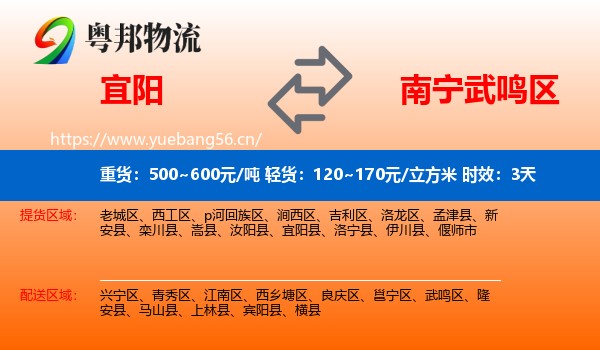 宜阳到武鸣区物流专线名片