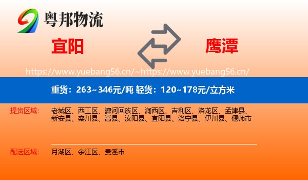 宜阳县到鹰潭物流专线