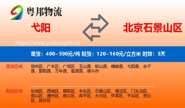 弋阳到石景山区物流专线名片