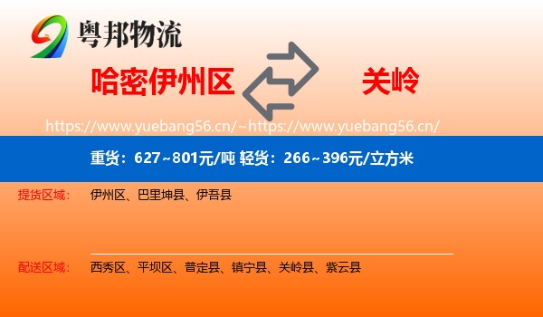 哈密伊州区到关岭县物流