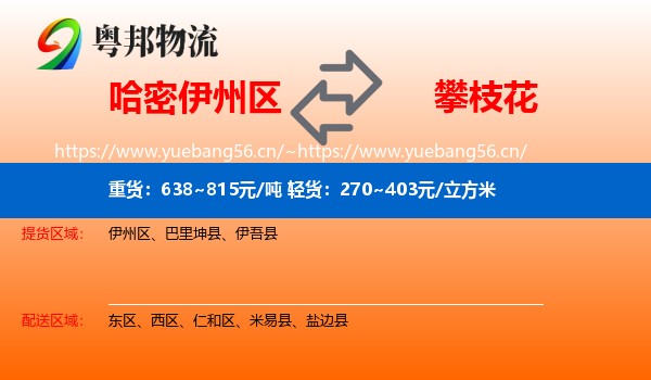 哈密伊州区到攀枝花物流