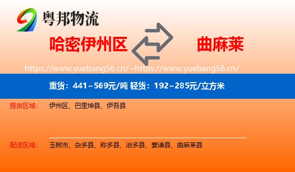 哈密伊州区到曲麻莱县物流