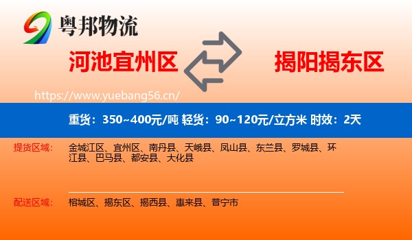 河池宜州区到揭东区物流专线名片