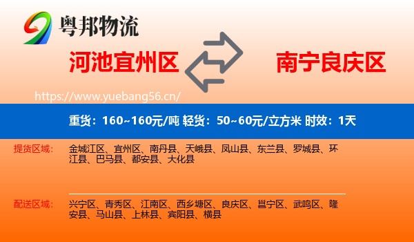 河池宜州区到良庆区物流专线名片