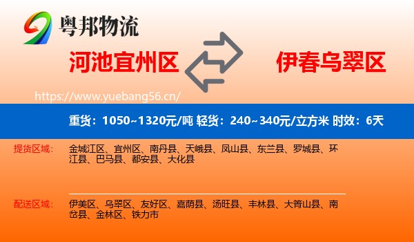 河池宜州区到乌翠区物流专线名片