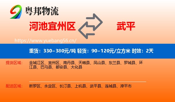 河池宜州区到武平县物流 河池宜州区到武平县物流专线名片