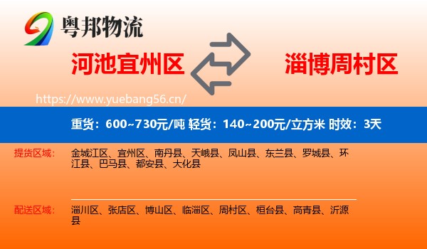 河池宜州区到周村区物流 河池宜州区到周村区物流专线名片