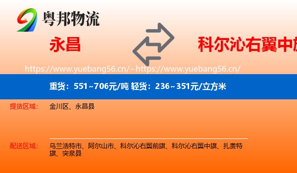 永昌到科尔沁右翼中旗物流
