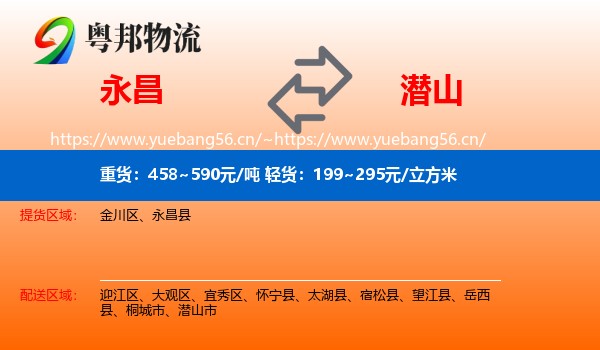 永昌到潜山市物流