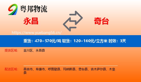 永昌到奇台县物流专线名片