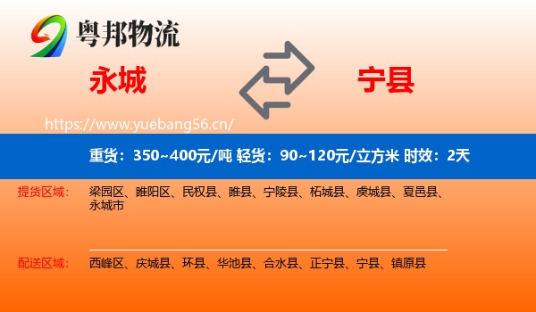 永城到宁县物流专线名片