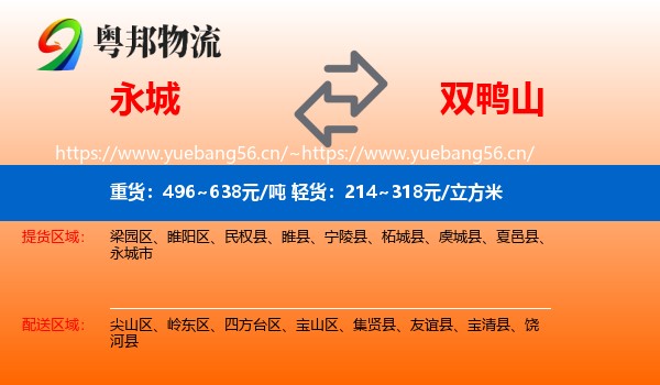 永城市到双鸭山物流专线