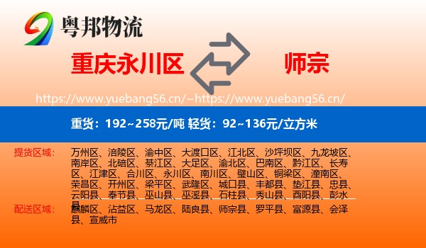 重庆永川区到师宗县物流