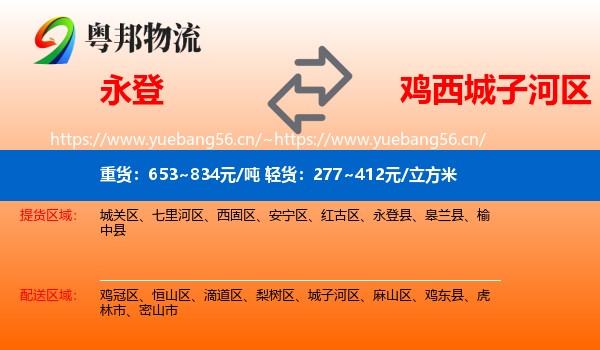 永登县到城子河区物流专线