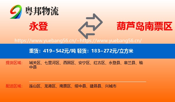 永登县到南票区物流专线