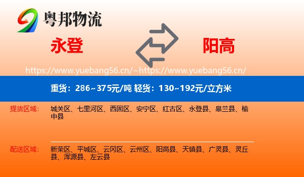 永登县到阳高县物流专线
