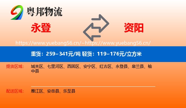 永登县到资阳物流专线