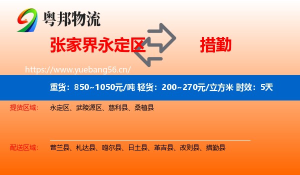 张家界永定区到措勤县物流专线名片