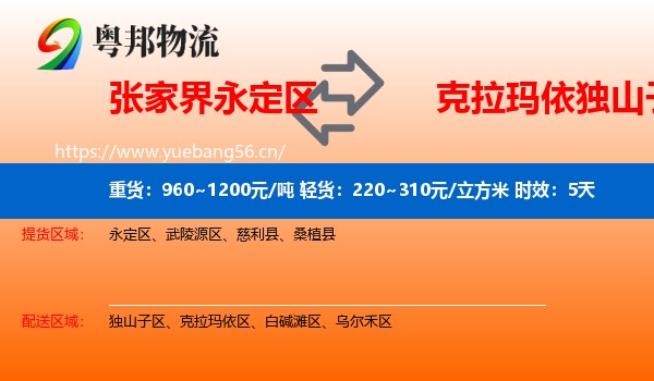 张家界永定区到独山子区物流专线名片