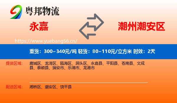 永嘉到潮安区物流专线名片