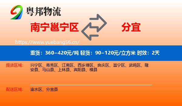 南宁邕宁区到分宜县物流专线名片