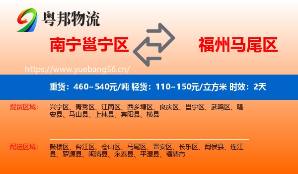 南宁邕宁区到马尾区物流专线名片