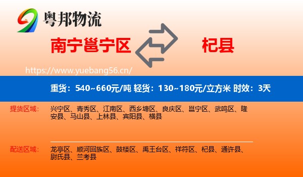 南宁邕宁区到杞县物流专线名片