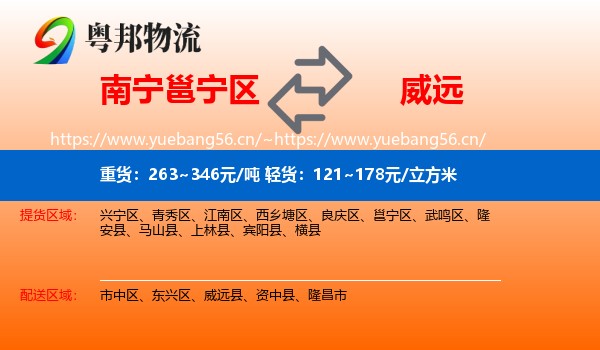 南宁邕宁区到威远县物流