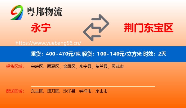 永宁到东宝区物流专线名片